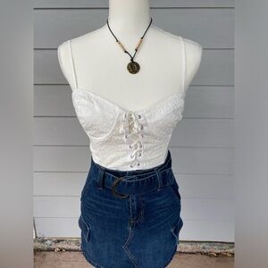 Never worn white cropped corset top in a small.